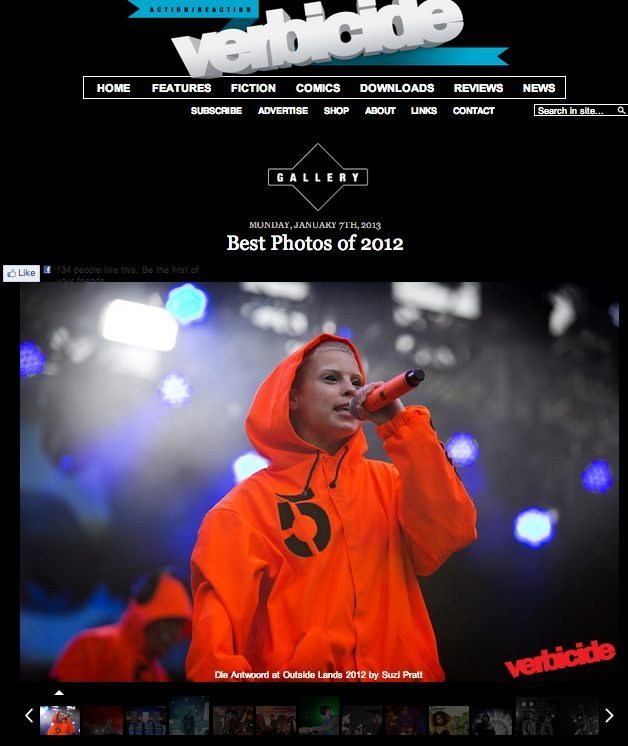 Verbicide Magazine's Best Music photos of 2012 featuring Die Antwoord at Outside Lands Music Festival 2012